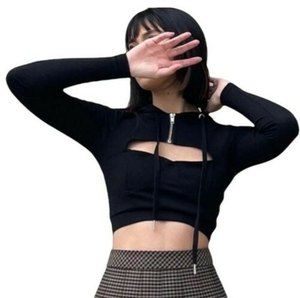 Adika Black Cut-Out Crop Top